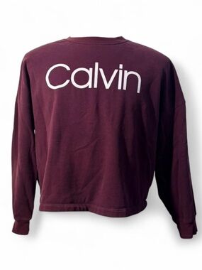 Calvin Klein Women's Purple Crew Neck Pullover Sweatshirt Logo Size L